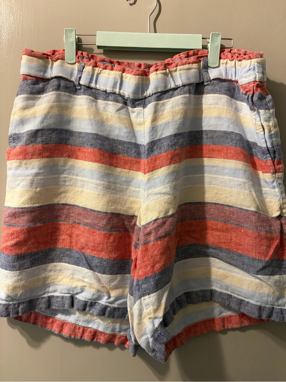 J. Jill Striped Flat-Front Woman’s Shorts in Red, Blue & Cream